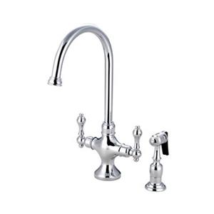 Elements of Design Classic Chrome Two Handle Kitchen Faucet with Sprayer