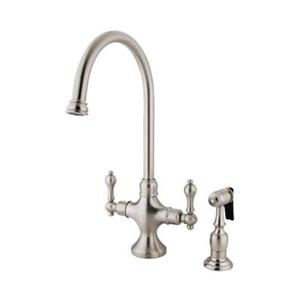 Elements of Design Classic Nickel Two Handle Kitchen Faucet with Sprayer