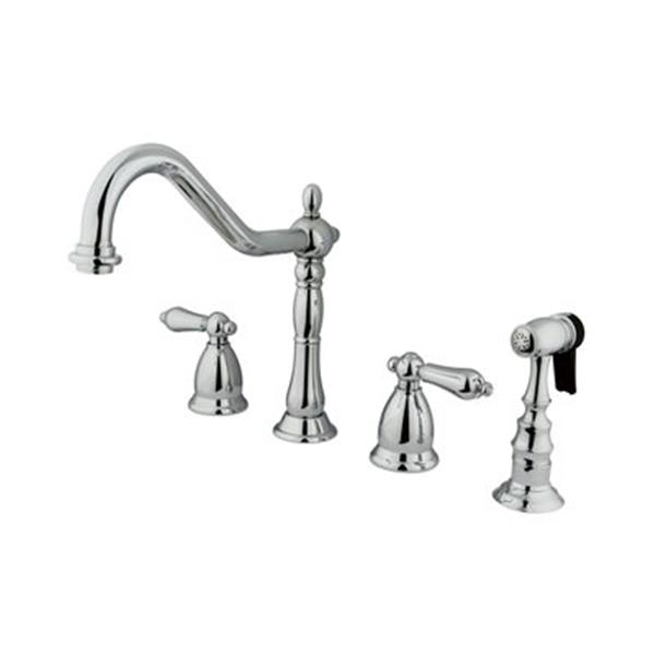 Elements of Design Chrome Widespread Two Handle Kitchen Faucet with Sprayer