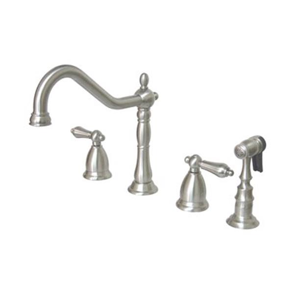 Elements of Design Satin Nickel Widespread Two Handle Kitchen Faucet with Sprayer