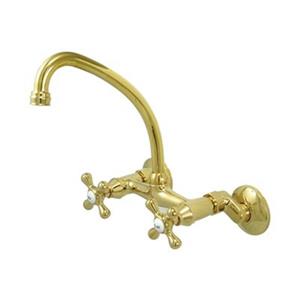 Elements of Design Adjustable Spread High Arc Polished Brass Wall Mounted Kitchen Faucet