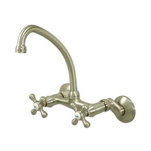 Elements of Design Adjustable Spread High Arc Satin Nickel Wall Mounted Kitchen Faucet