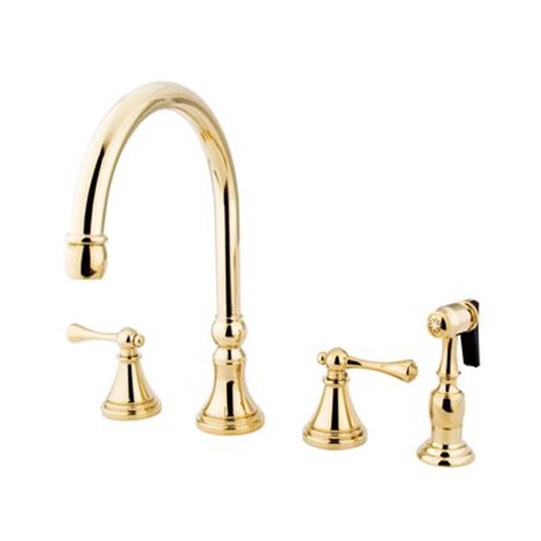 Elements of Design Polished Brass Two Handle Kitchen Faucet with Sprayer