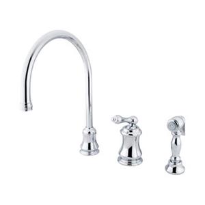 Elements of Design Chicago Chrome Widespread Buckingham Lever Kitchen Faucet With Sprayer