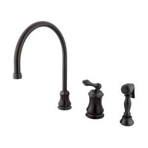 Elements of Design Chicago Oil-Rubbed Bronze Widespread Buckingham Lever Kitchen Faucet With Sprayer