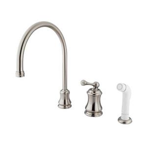 Elements of Design Chicago Nickel Widespread Buckingham Lever Kitchen Faucet With Sprayer