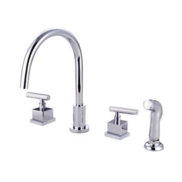 Elements of Design Claremont Widespread Two Handle Chrome Kitchen Faucet with Sprayer