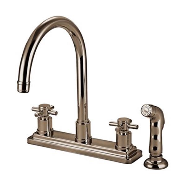 Elements Of Design Cross Handle Nickel Kitchen Faucet With Sprayer 