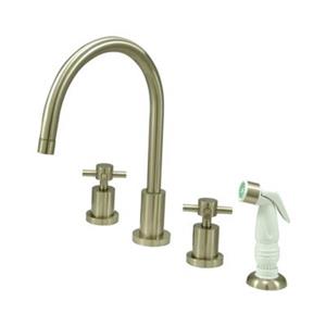 Elements of Design Concord 11.50-in Satin Nickel Widespread Cross Handle Kitchen Faucet with Sprayer