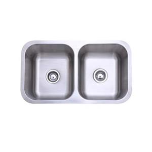 Elements of Design Gourmetier 32.31-in x 18.5-in Brushed Nickel Double Bowl Undermount Kitchen Sink