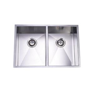 Elements of Design Gourmetier 29-in x 20.06-in Brushed Nickel Double Bowl Undermount Kitchen Sink