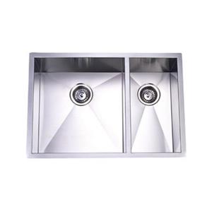 Elements of Design Gourmetier 29-in x 20.06-in Brushed Nickel Double Bowl Undermount Kitchen Sink