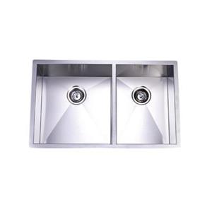 Elements of Design Gourmetier 33-in x 20-in Brushed Nickel Double Bowl Undermount Kitchen Sink
