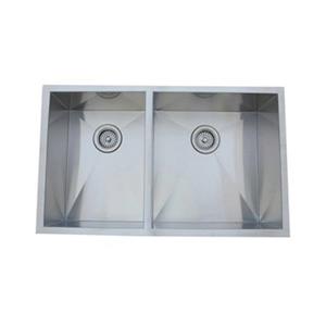 Elements of Design Gourmetier 33-in x 20.06-in Brushed Nickel Double Bowl Undermount Kitchen Sink