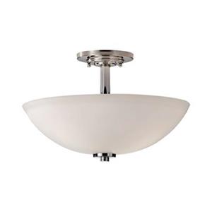 Feiss Malibu 9.72-in x 14.97-in Polished Nickel 3-Light Semi-Flush Ceiling Light