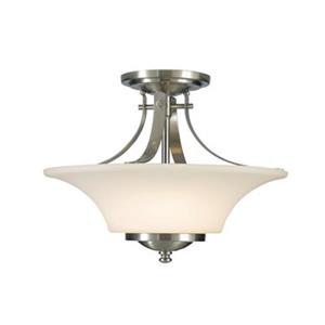 Feiss Barrington 11.5-in x 15-in Brushed Steel 2-Light Semi-Flush Ceiling Mount Light
