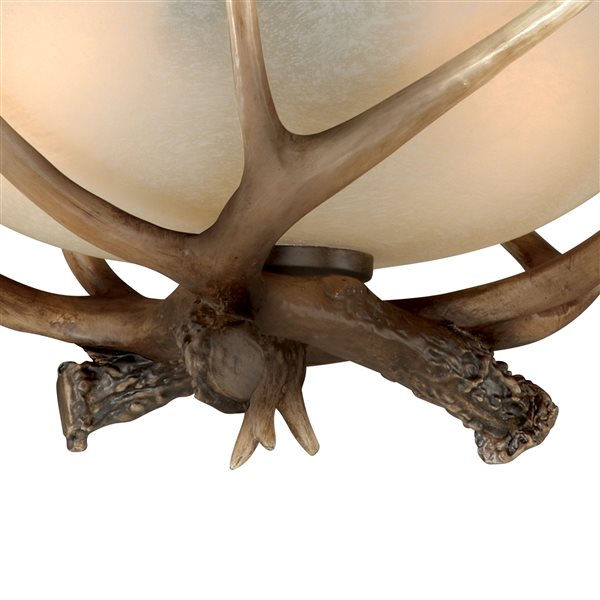 Cascadia Yoho 12-in Bronze Rustic Antler Bowl Semi Flush Ceiling Light