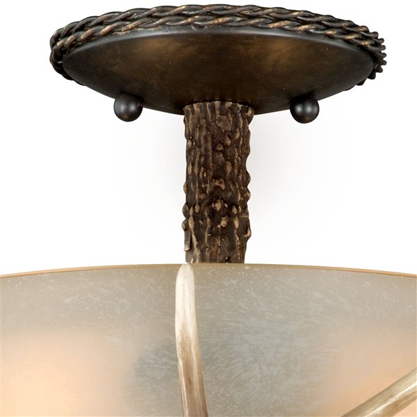 Cascadia Yoho 12-in Bronze Rustic Antler Bowl Semi Flush Ceiling Light