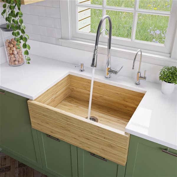 Image of Alfi Brand | 21-In X 30-In Bamboo Single Bowl Farm Kitchen Sink | Rona
