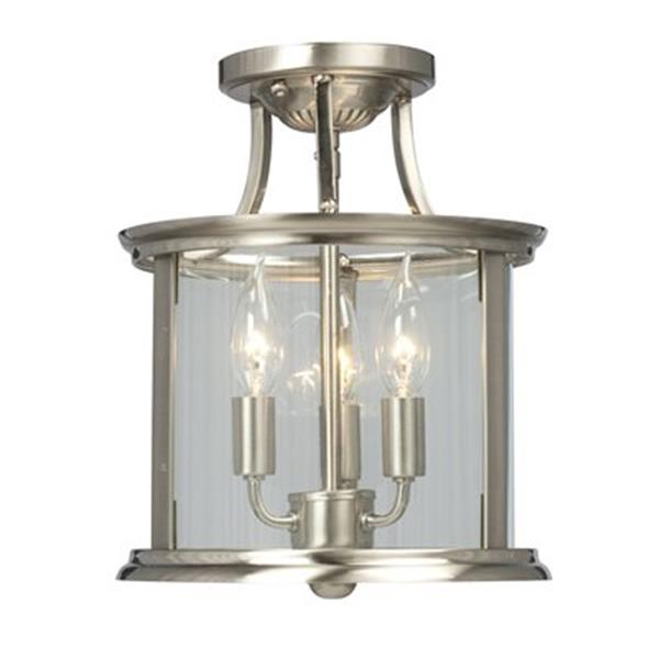 Galaxy Huntington 12 75 In X 10 In Brushed Nickel 3 Light Semi Flush Ceiling Light