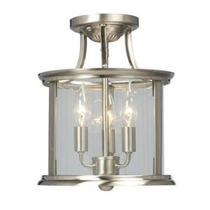 Galaxy Huntington 12.75-in x 10-in Brushed Nickel 3-Light Semi-Flush Ceiling Light