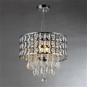 Warehouse of Tiffany Chrome 3 Light Antoinette Crystal Large Pendant