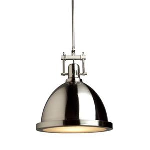 Steven & Chris by Artcraft Polished Nickel Large Broadview 1 Light Metal Pendant - Polished Nickel