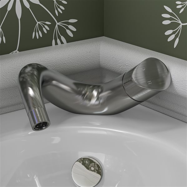 ALFI brand Brushed Nickel Wave Single Lever Bathroom Faucet