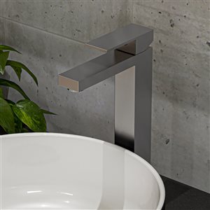 ALFI brand Brushed Nickel Tall Square Single Lever Bathroom Faucet