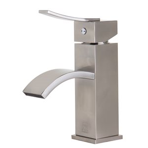 ALFI Brand Brushed Nickel Square Body Single Lever Bathroom Faucet