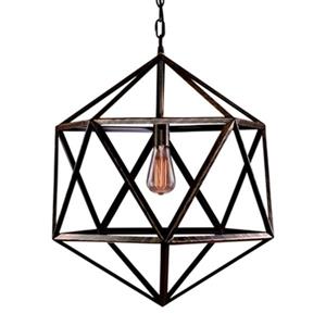 Warehouse of Tiffany Diamond Steel Cage 1-Light Pendant Light