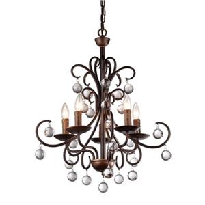 Warehouse of Tiffany Grace Antique Bronze 5-Light Crystal Drop Curved Chandelier