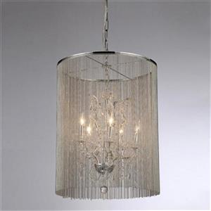Warehouse of Tiffany Rosalias Chrome 6-Light Chain Crystal Chandelier