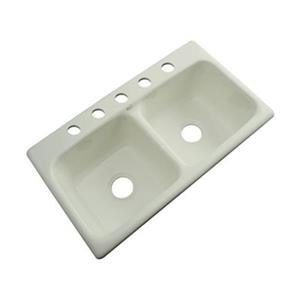 Dekor Englewood 33-in x 19-in Jersey Cream Double Bowl Kitchen Sink