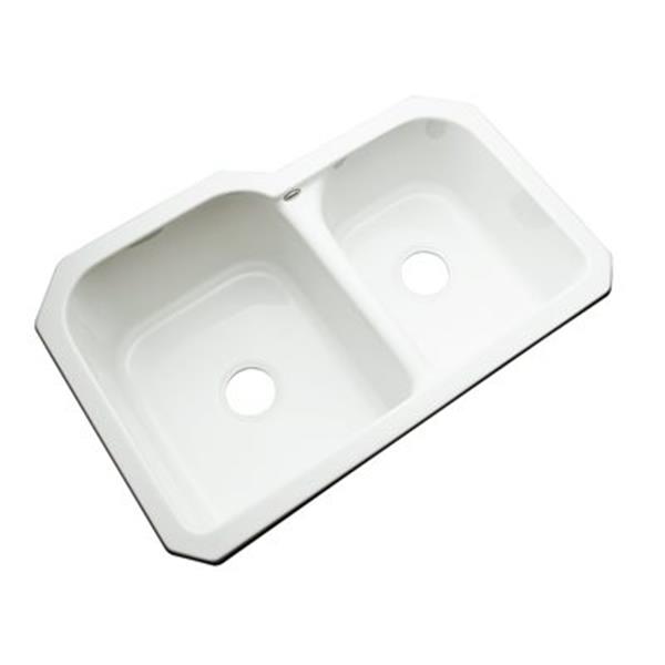 Dekor Thornbury 33-in x 22-in White Undermount Double Kitchen Sink