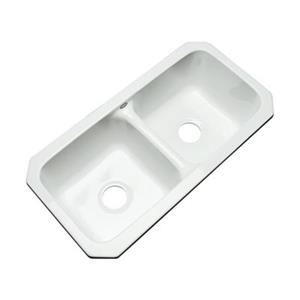Dekor Englewood 33-in x 16-in White Undermount Double Bowl Kitchen Sink