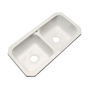 Dekor Englewood 33-in x 16-in Bone Undermount Double Bowl Kitchen Sink