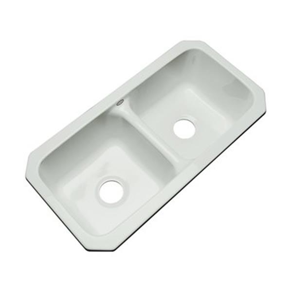 Dekor Englewood 33-in x 16-in Ice Gray Undermount Double Bowl Kitchen Sink