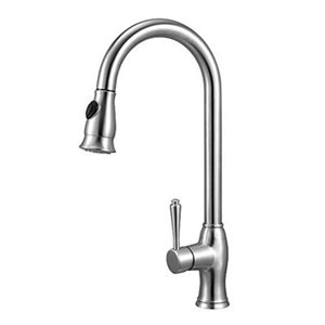 ALFI Brand LEON Traditional Solid Stainless Steel Pull Down Kitchen Faucet