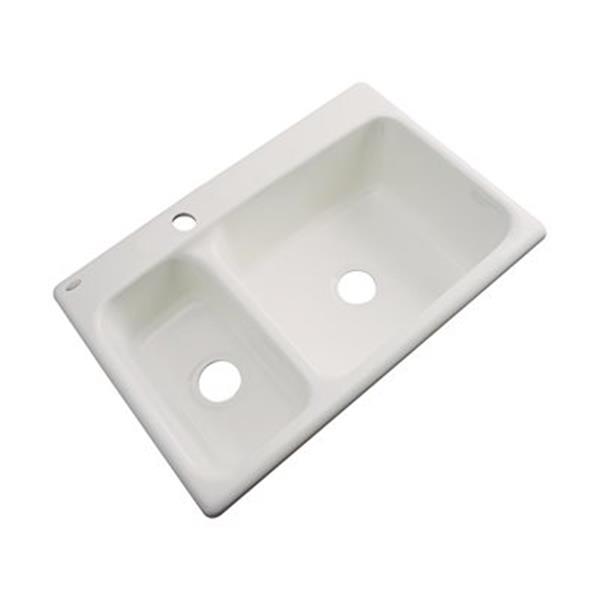Dekor Windsor 22-in x 33-in Almond Double Bowl Kitchen Sink