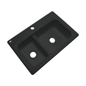 Dekor Westport 33-in x 22-in Black Off Set Double Bowl Kitchen Sink