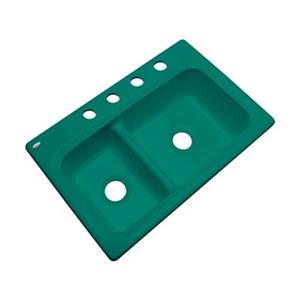 Dekor Westport 33-in x 22-in Verde Off Set Double Bowl Kitchen Sink