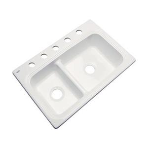 Dekor Westport 33-in x 22-in Biscuit Off Set Double Bowl Kitchen Sink