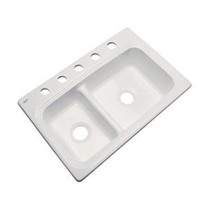 Dekor Westport 33-in x 22-in Natural Off Set Double Bowl Kitchen Sink