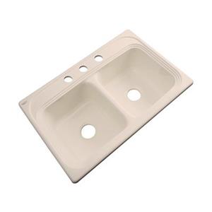 Dekor Chalmette 22-in x 33-in Peach Bisque Double Bowl Kitchen Sink