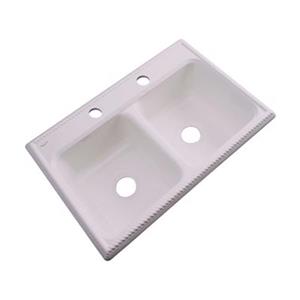 Dekor Nantucket 33-in x22-in Innocent Blush Double Bowl Kitchen Sink