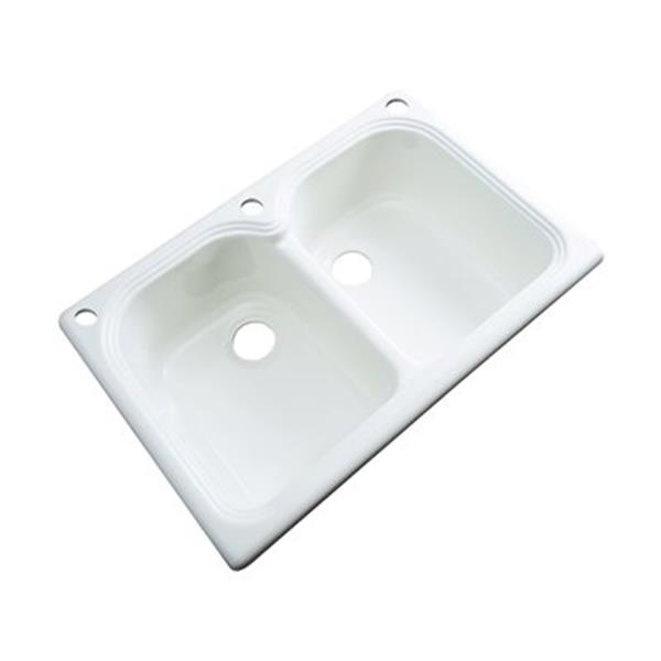 Dekor Waterford 22-in x 33-in White Double Bowl Kitchen Sink