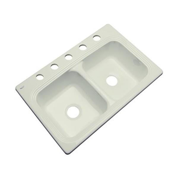 Dekor Ashfield 22-in x 33-in Jersey Cream Double Bowl Kitchen Sink