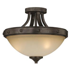 Cascadia Halifax 2-Light Bronze Rustic Bowl Semi Flush Mount Ceiling Light