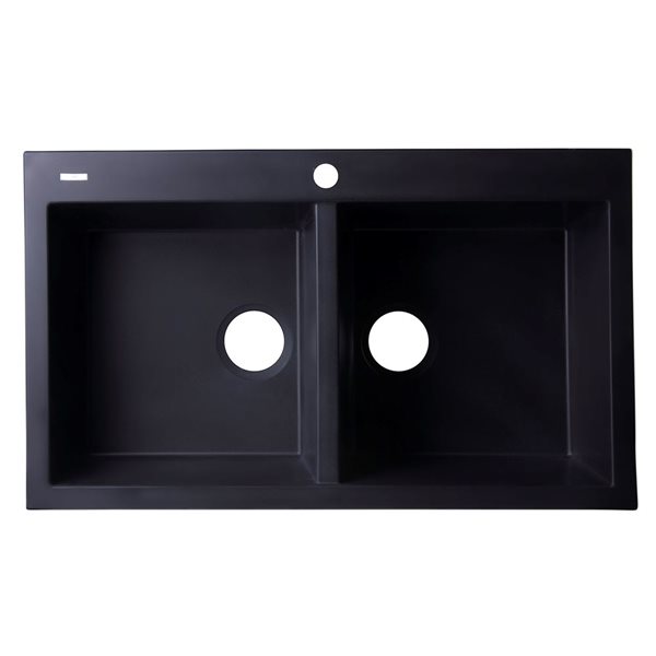 ALFI brand 34-in Black Undermount Double Bowl Kitchen Sink